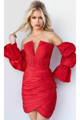 Elegant Off-Shoulder Ruched Cocktail Dress by Jovani