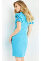 Jovani 07602 - Bow Cutout Puff Sleeve Sheath Dress - Prom