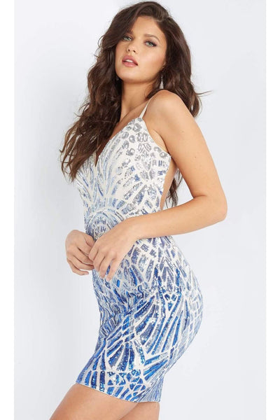 Jovani 07781 Backless Short Prom Dress with Ombre Sequins - Prom