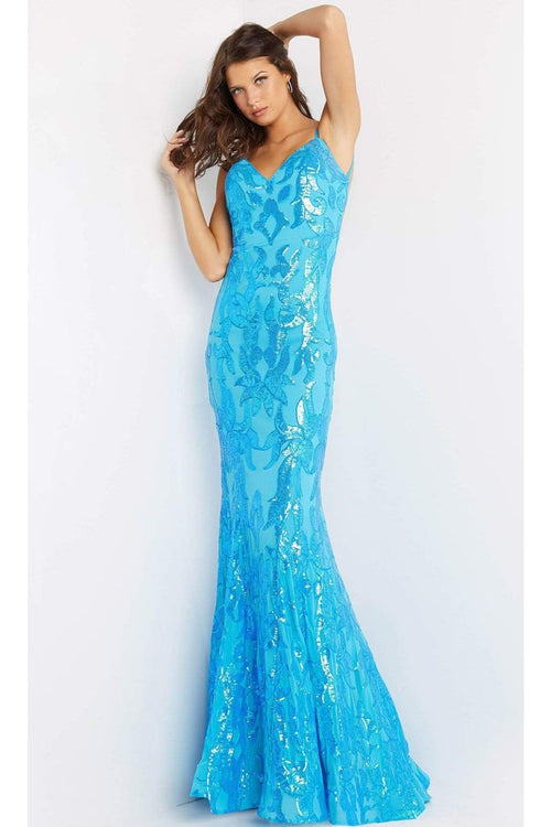 Jovani 07784 - Long Patterned Sequin Gown - Prom