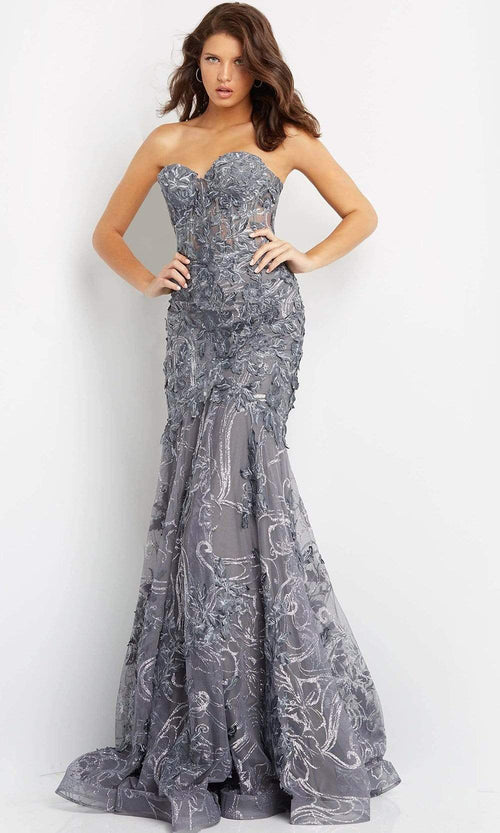 Jovani - 07935 Mermaid Gown with Sweetheart Neckline and Appliqués - Prom