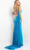 Jovani 08022 - Sheer Cape Backless Evening Dress