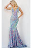 Jovani 08099 - Stunning Iridescent V-Neck Evening Gown - Prom