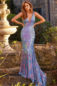 Jovani - 08099SC Evening Gown with Iridescent Sequins - Prom