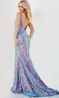 Jovani - 08099SC Evening Gown with Iridescent Sequins - Prom