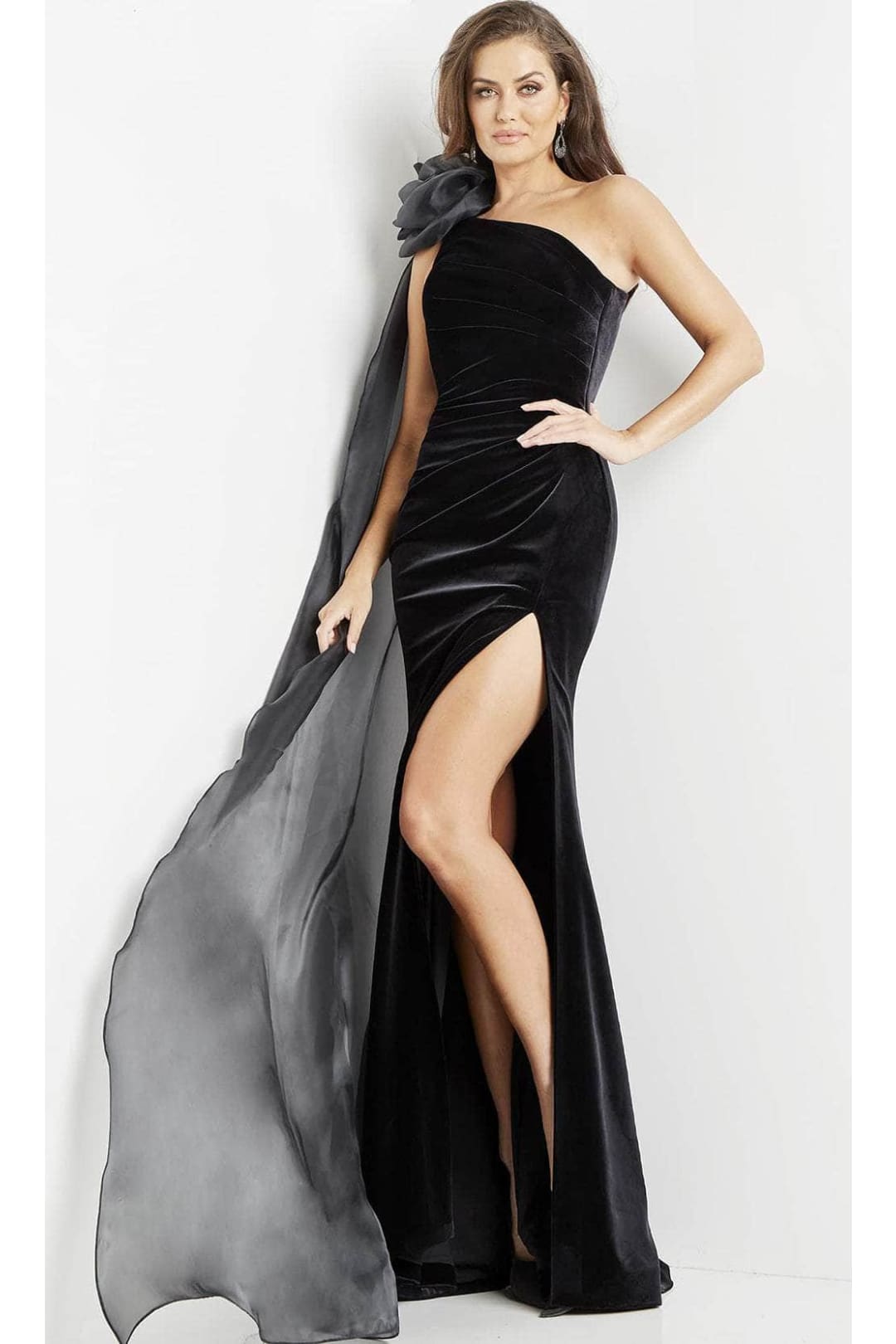 Jovani 08116 - Pleated Asymmetric Evening Dress - Prom