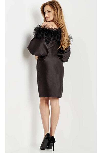 Jovani 08211 - Elegant Off-Shoulder Prom Dress with Feather Details - Prom