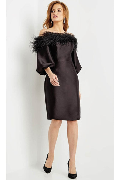 Jovani 08211 - Elegant Off-Shoulder Prom Dress with Feather Details - Prom