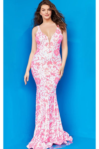 Jovani 08257 Sequin Prom Dress with Floral Print - Apparel & Accessories > Clothing > Dresses