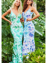 Jovani 08257 Sequin Prom Dress with Floral Print