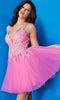 Jovani 08273 A-Line Cocktail Dress with Floral V-Neck Design - Prom