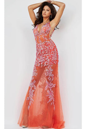 Jovani 08275 - Evening Dress with Illusion Beading