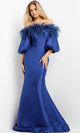 Jovani 08356 - Feather-Trimmed Mermaid Evening Gown - Prom