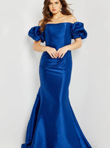 Jovani 08361 Off-Shoulder Evening Dress with Bubble Sleeves