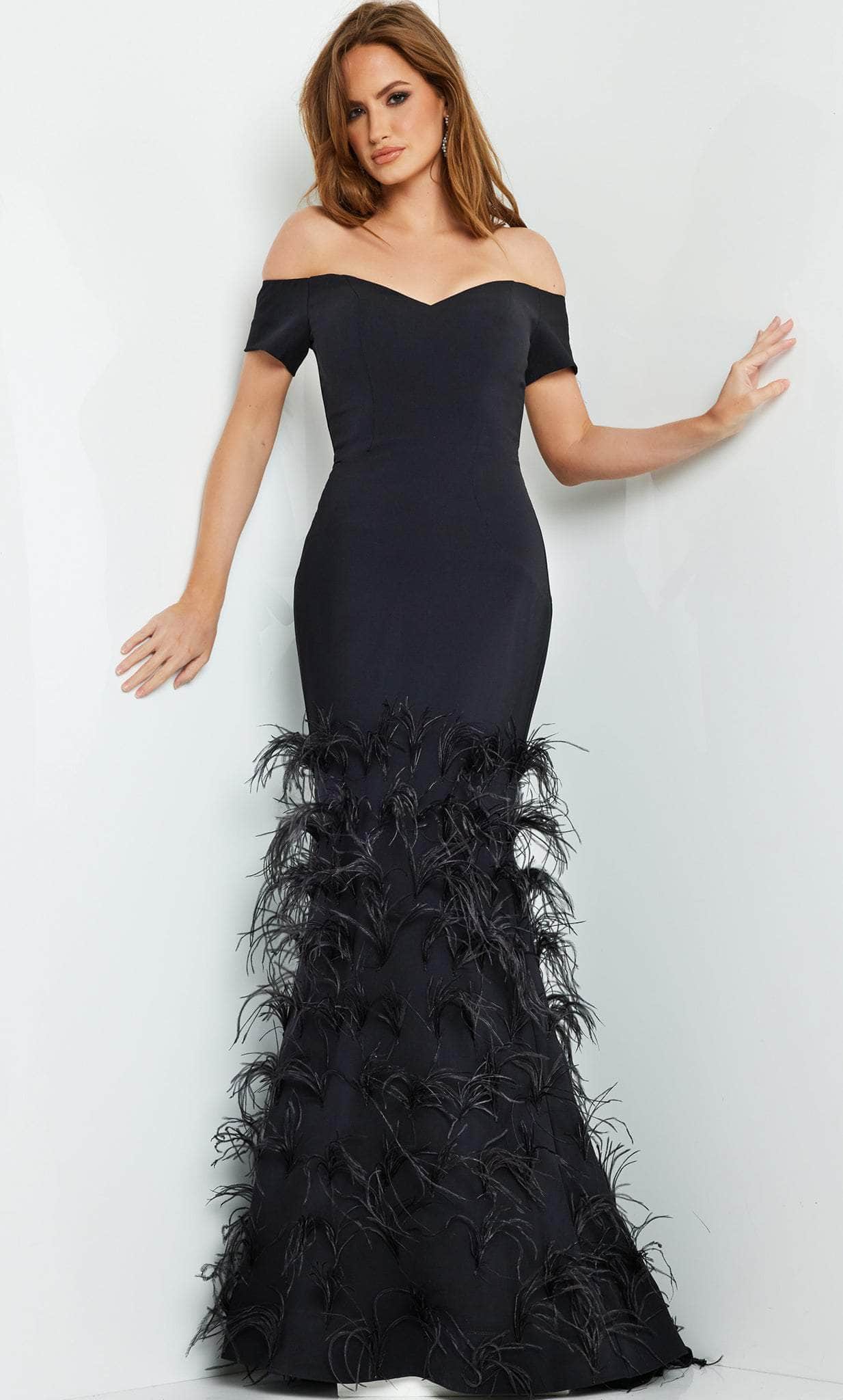 Jovani 08384 - Short Sleeve Trumpet Evening Gown - Prom