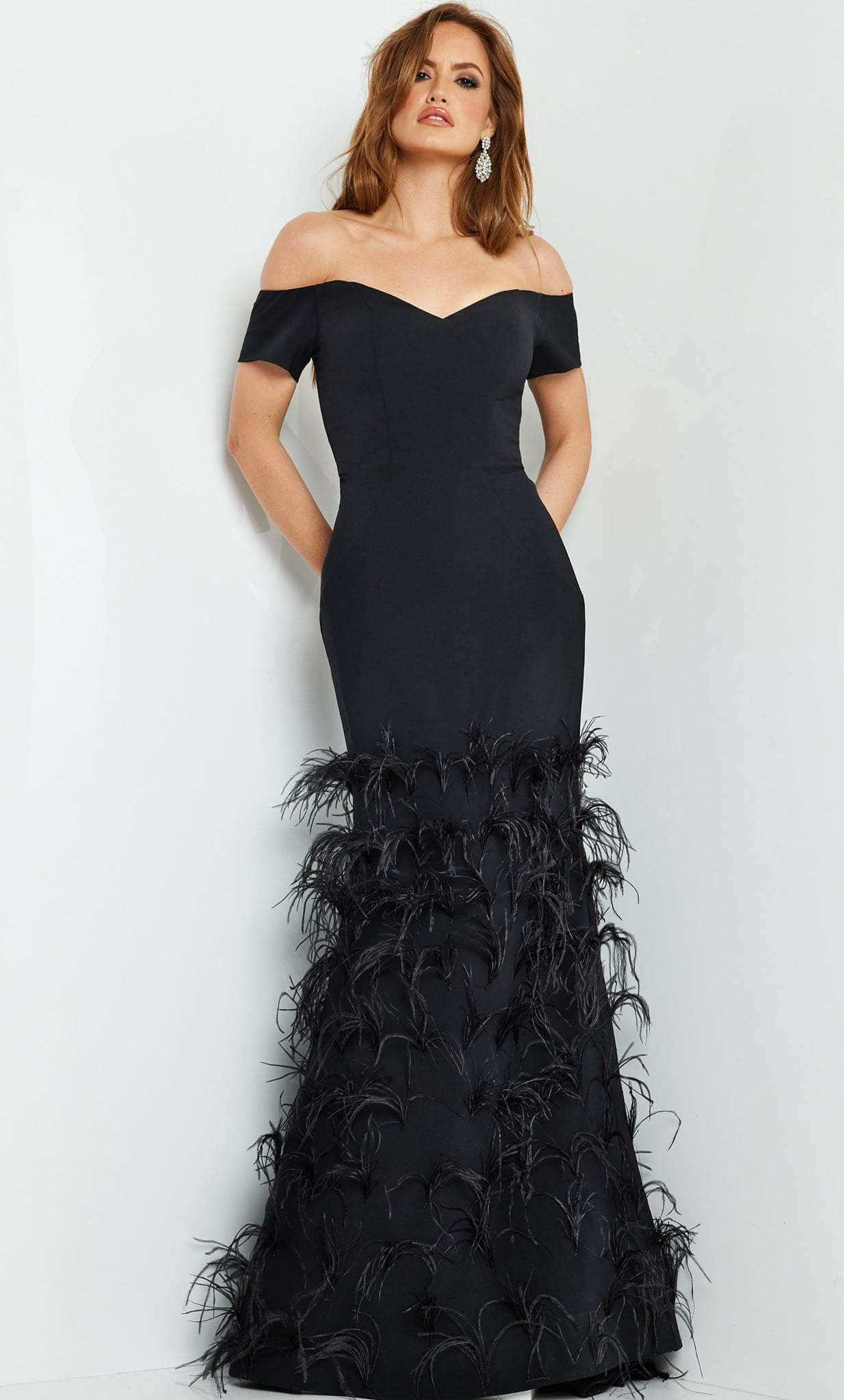 Jovani 08384 - Short Sleeve Trumpet Evening Gown - Prom