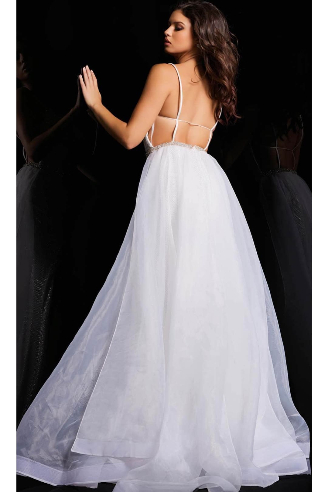 Jovani - 08400 Bead Showered Slit Sheath Gown - Prom