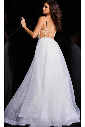 Jovani - 08400 Bead Showered Slit Sheath Gown - Prom
