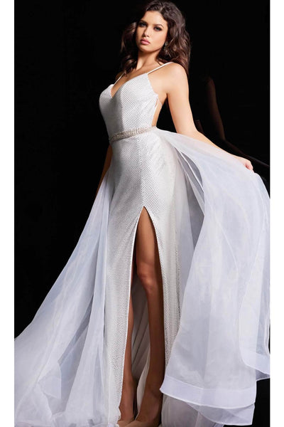 Jovani - 08400 Bead Showered Slit Sheath Gown - Prom