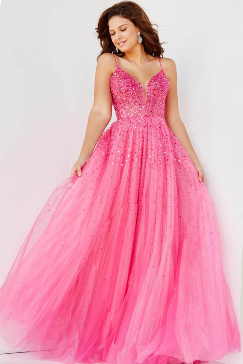 Jovani 08408 - Dazzling Glitter-Embellished Prom Dress - Prom