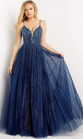 Jovani 08408 - Glittering Midnight Prom Gown