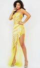 Jovani 08440 - Sheer Evening Gown with Asymmetrical Design - Prom