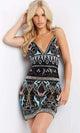 Jovani 08447 - Beaded Deep V-Neck After Prom Dress - Prom