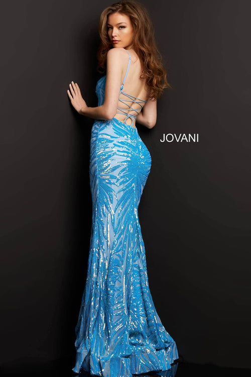 Jovani 08481 - Sequin Tie-Back Plus Size Prom Sheath Gown - Prom