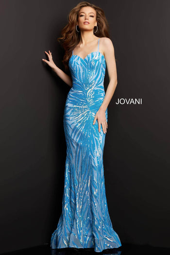 Jovani 08481 - Sequin Tie-Back Plus Size Prom Sheath Gown - Prom