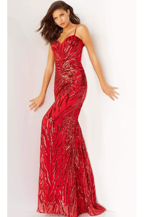 Jovani 08481 - Sequin Tie-Back Plus Size Prom Sheath Gown - Prom