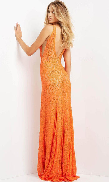 Jovani 08674 - Plunging V-Neck Lace Prom Dress - Prom