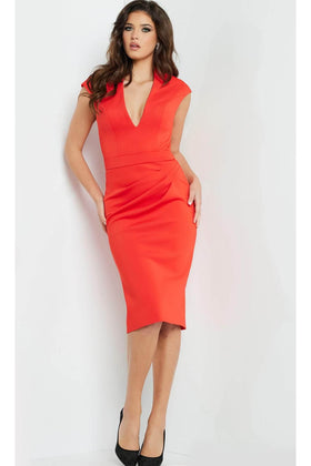 Jovani 09063 Sheath Cocktail Dress with Cap Sleeves