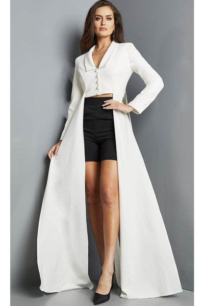 Jovani 09127 - Long Sleeve Two-Piece Romper - Black/White / 00 - Prom