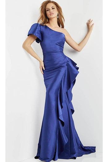 Jovani 09201 - Asymmetrical One Sleeve Evening Dress - Prom
