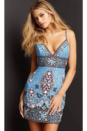 Jovani 09340 - V-Neck Sleeveless Cocktail Dress