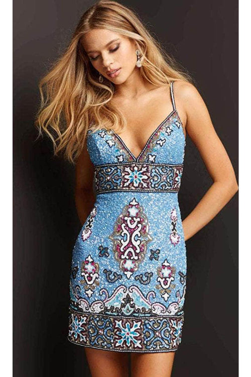 Jovani 09340 - V-Neck Sleeveless Cocktail Dress - Prom