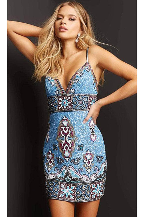 Jovani 09340 - V-Neck Sleeveless Cocktail Dress - Prom