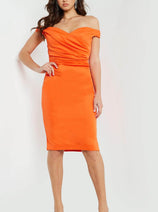 Jovani 09423 Orange Short Prom Dress Knee Length Cocktail Party Outfit