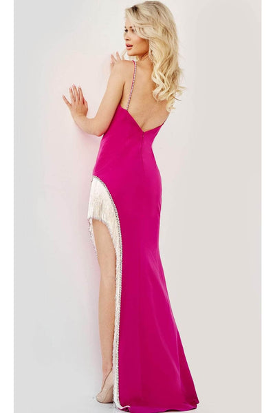 Jovani 09462 - V-Neck Prom Dress with Fringe and Slit - Prom