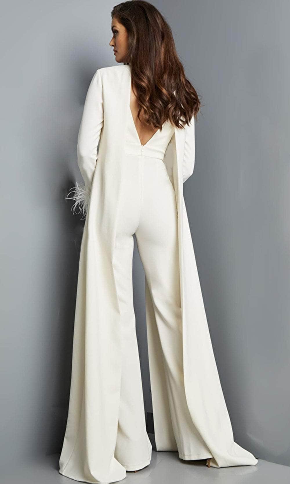 Jovani 09479 - V-Neck Jumpsuit with Cape Detail - Prom