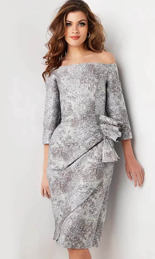 Jovani 09551 - Off-Shoulder Straight Across Neck Formal Dress - Prom