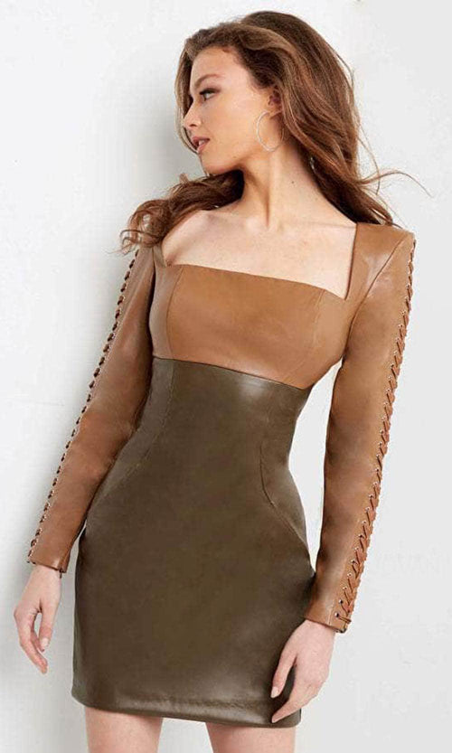 Jovani 09585 - Long Sleeves Square Neck Short Dress - Prom