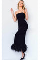 Jovani 09630 - Strapless Feather Hemline Prom Dress - Prom