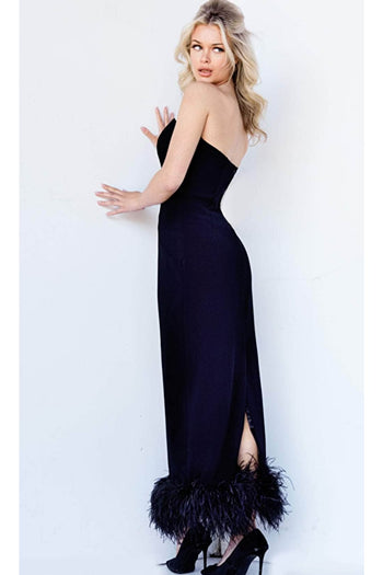 Jovani 09630 - Strapless Feather Hemline Prom Dress - Prom