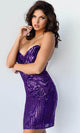 Jovani 09694 - Strapless Sequined Short Cocktail Prom Dress - Prom