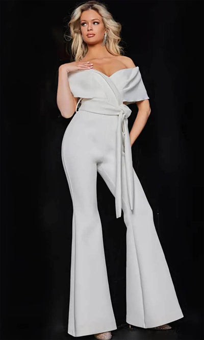 Jovani 09726 - V-Neck Off-Shoulder Jumpsuit - Prom