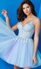 Jovani 09728 - Deep V-neck Tulle Short Dress - Prom