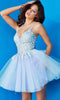 Jovani 09728 - Deep V-neck Tulle Short Dress - Prom