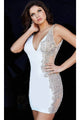 Jovani - 09739 Cocktail Dress with V-Neck - Prom