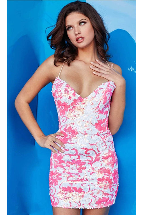 Jovani - 09740 Cocktail Dress with Laced-Up Back - Prom